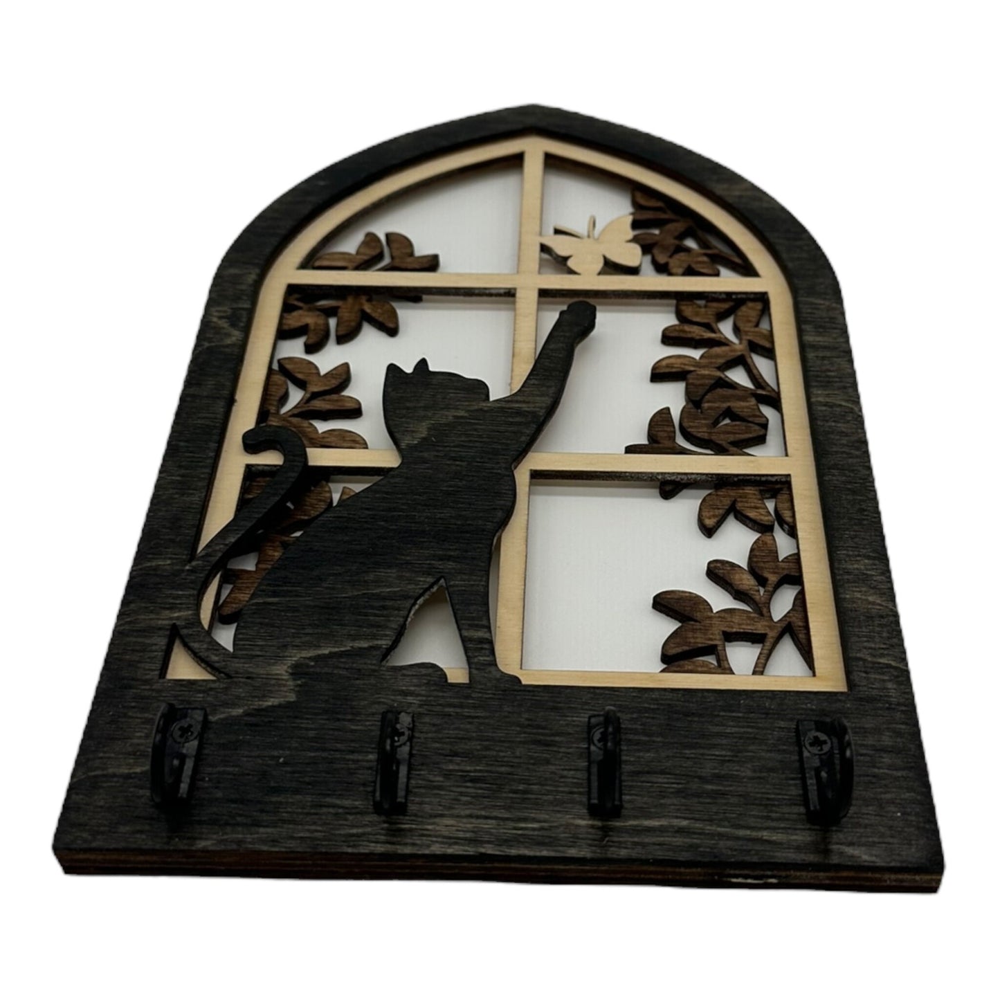 Cat Four Hook Arch Key Hanger/ Organizer