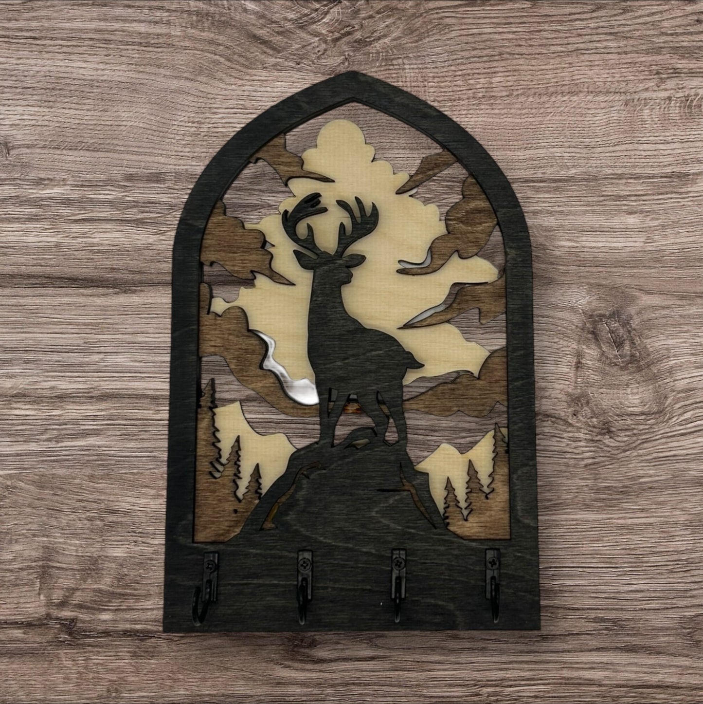 Deer Four Hook Arch Key Hanger/ Organizer
