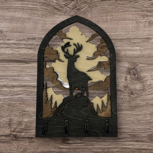 Deer Four Hook Arch Key Hanger/ Organizer