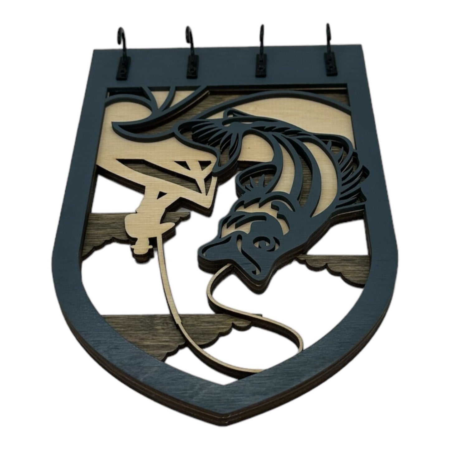 Fishing Four Hook Arch Key Hanger/ Organizer