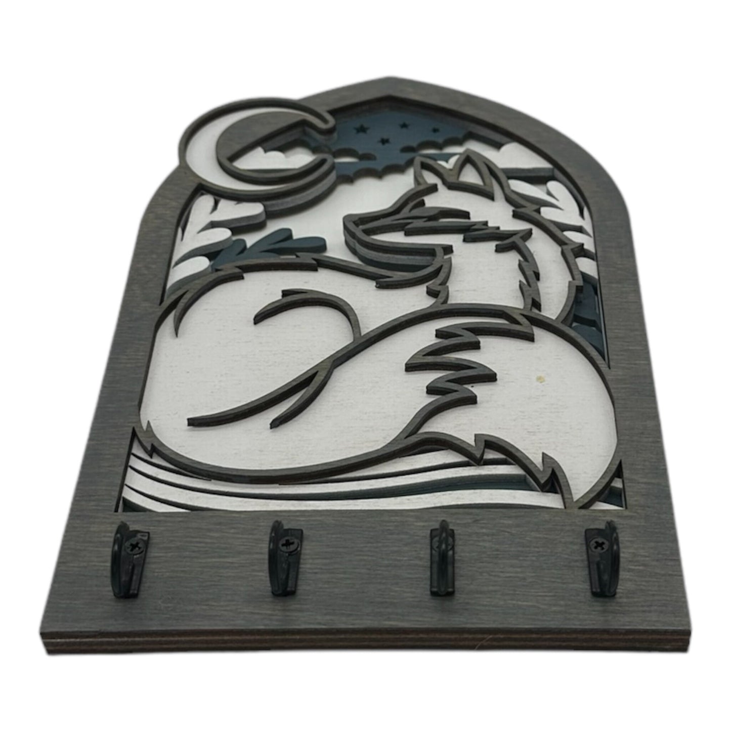 Fox and Moon Four Hook Arch Key Hanger/ Organizer