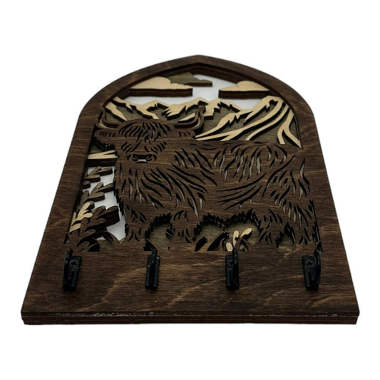 Highland Cow Four Hook Arch Key Hanger/ Organizer
