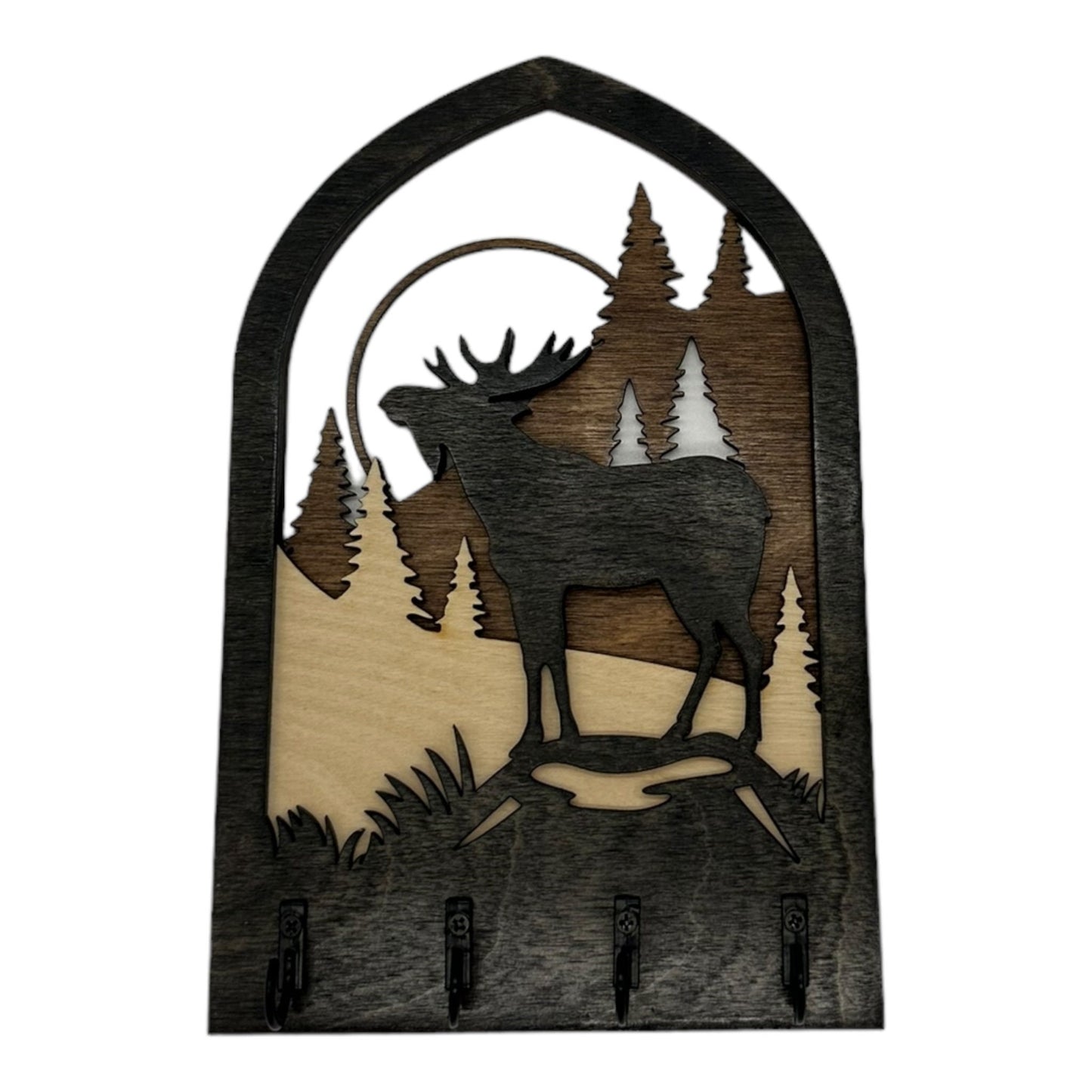 Moose Four Hook Arch Key Hanger/ Organizer