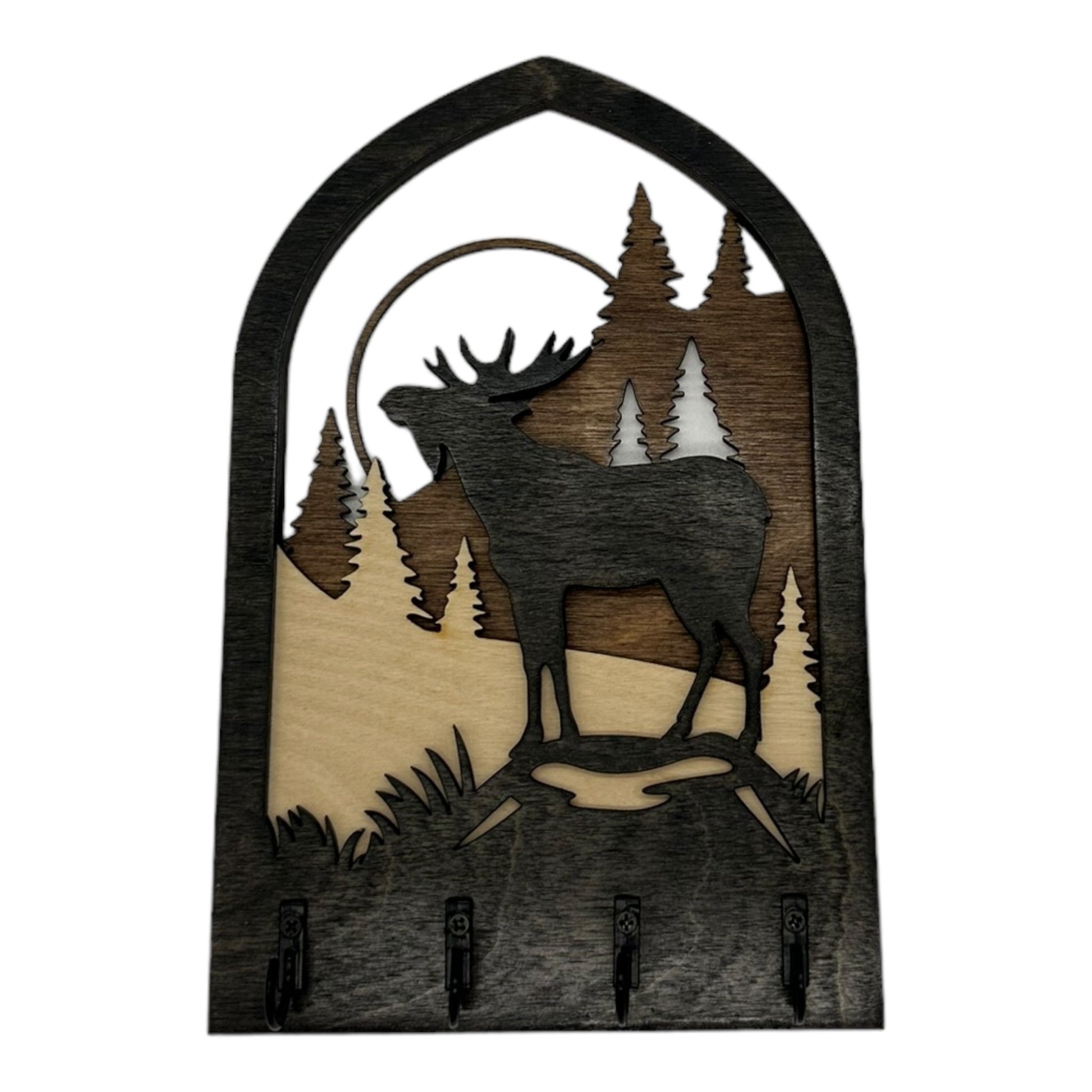 Moose Four Hook Arch Key Hanger/ Organizer