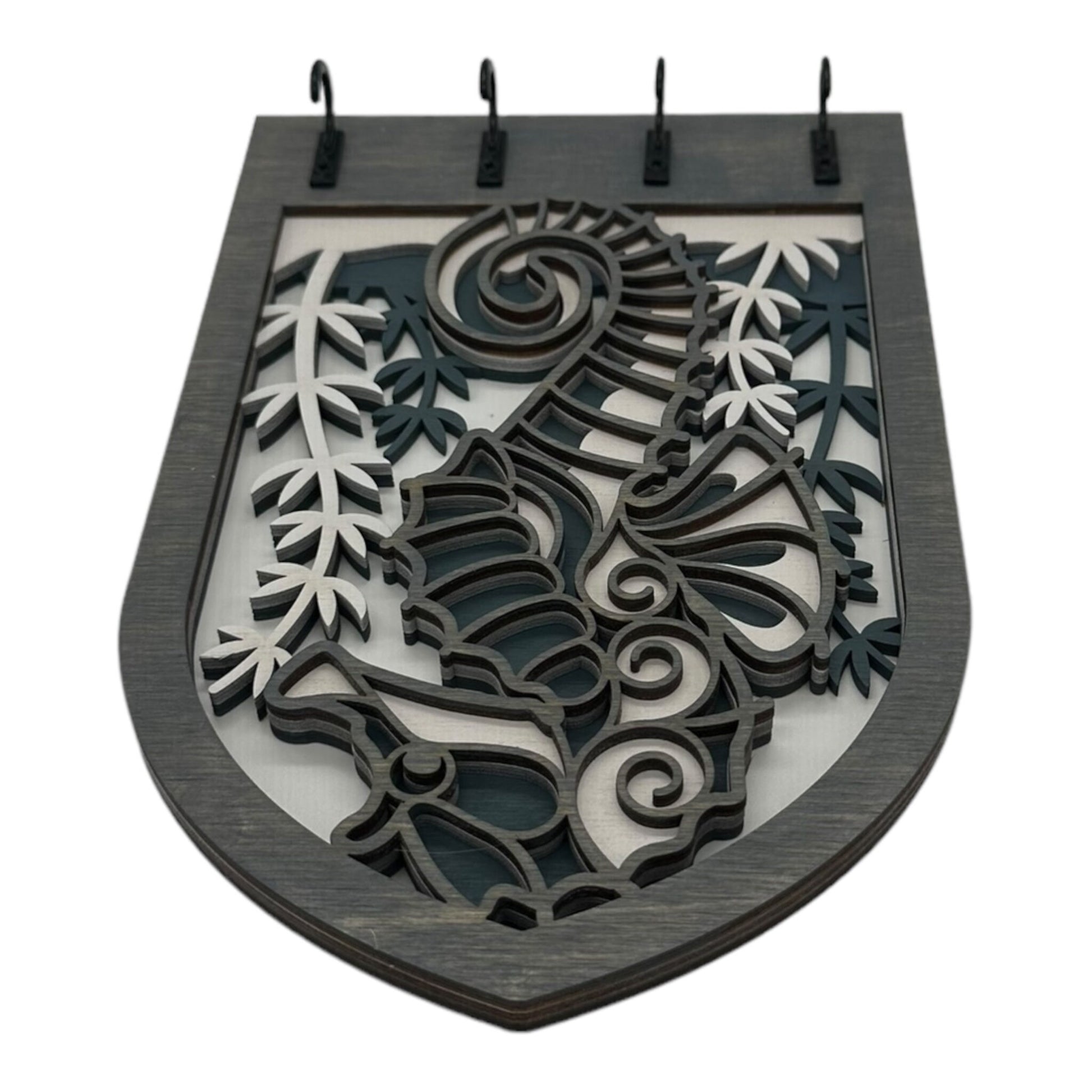 Seahorse Four Hook Arch Key Hanger/ Organizer