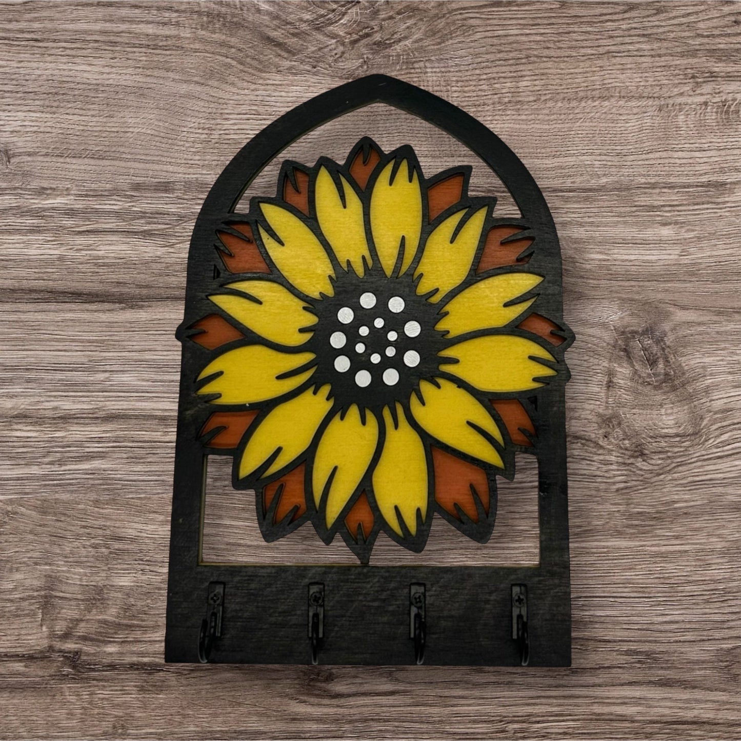 Sunflower Four Hook Arch Key Hanger/ Organizer