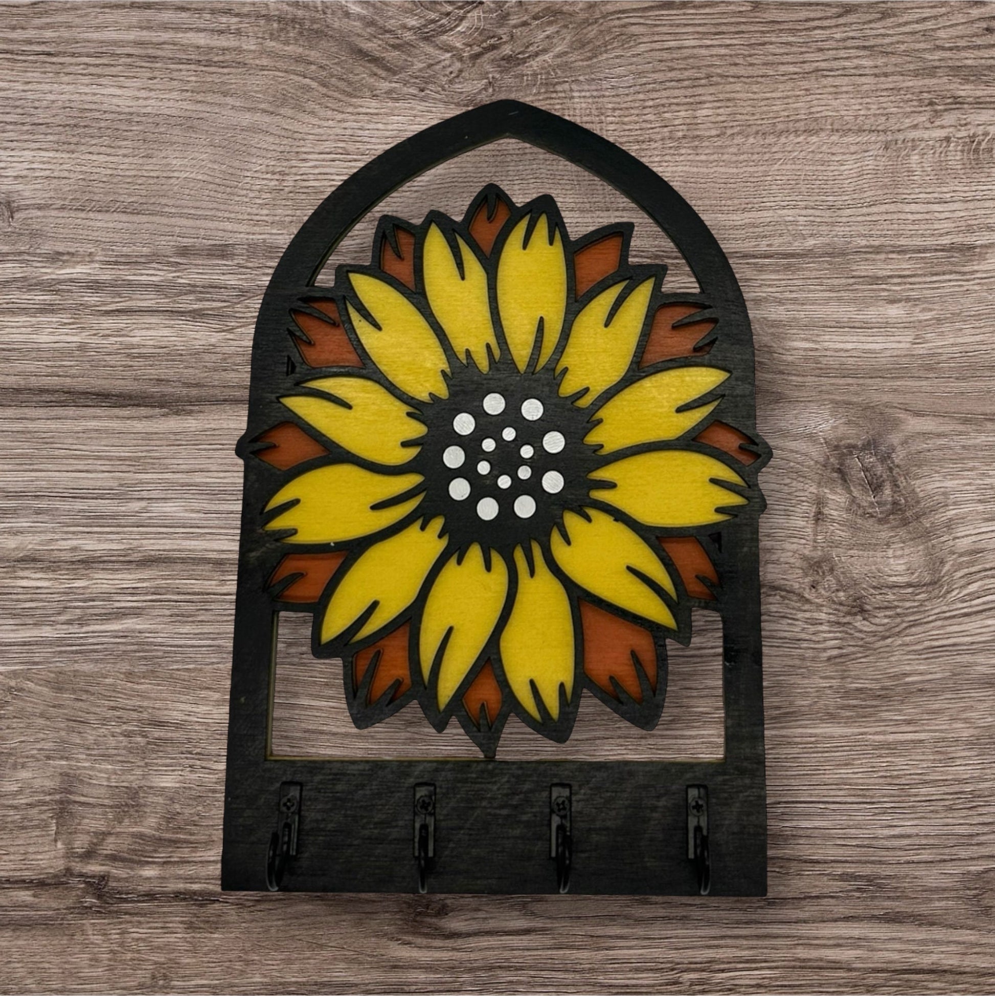Sunflower Four Hook Arch Key Hanger/ Organizer