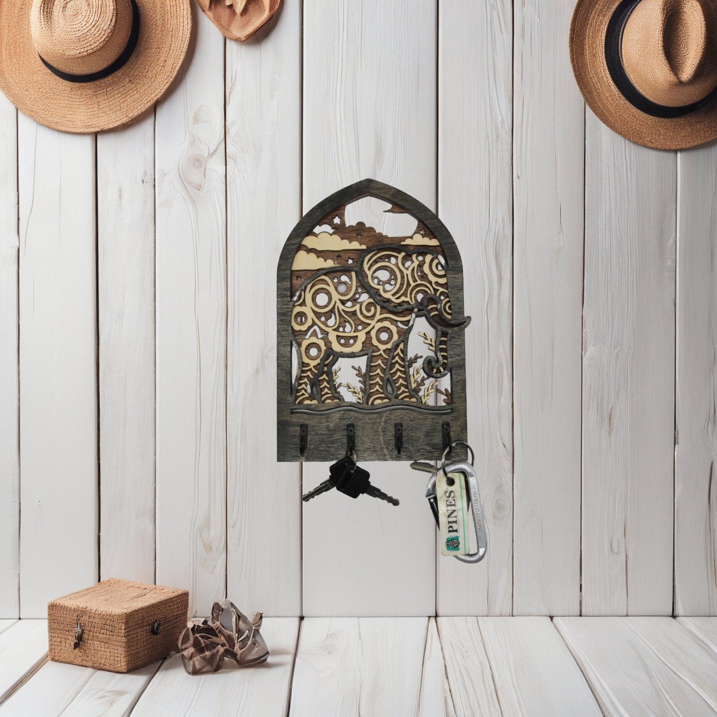 Elephant Swirl / Key Hanger / Organizer