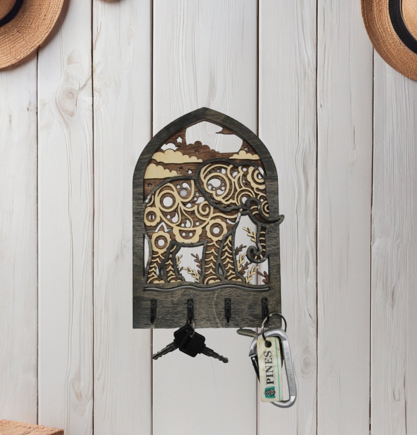 Elephant Swirl / Key Hanger / Organizer
