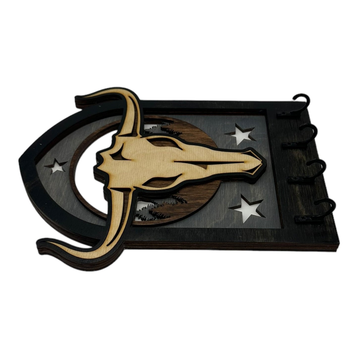 Bull Skull Four Hook Arch Key Hanger/ Organizer