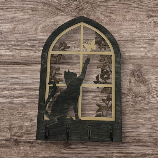 Cat Four Hook Arch Key Hanger/ Organizer