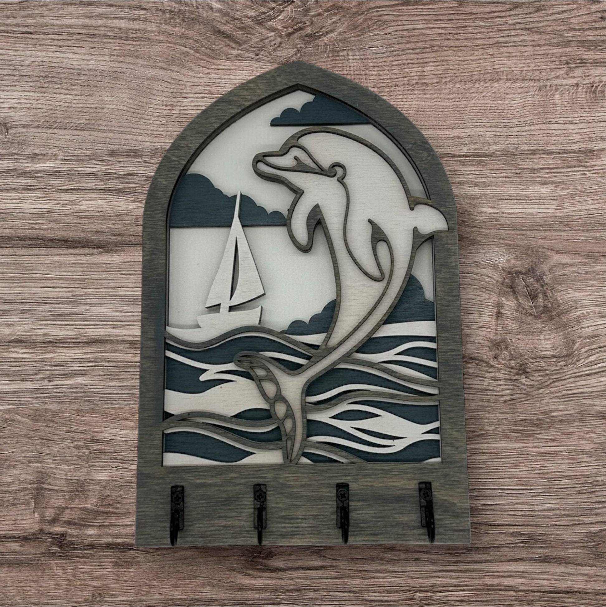 Dolphin Four Hook Arch Key Hanger/ Organizer