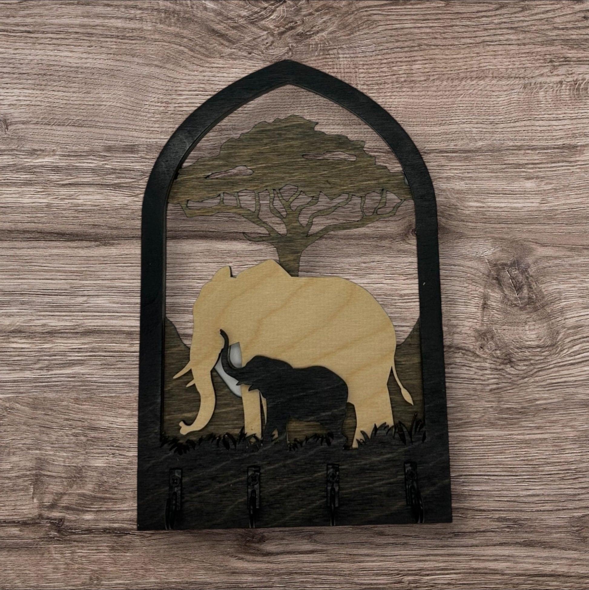 Elephant Four Hook Arch Key Hanger/ Organizer