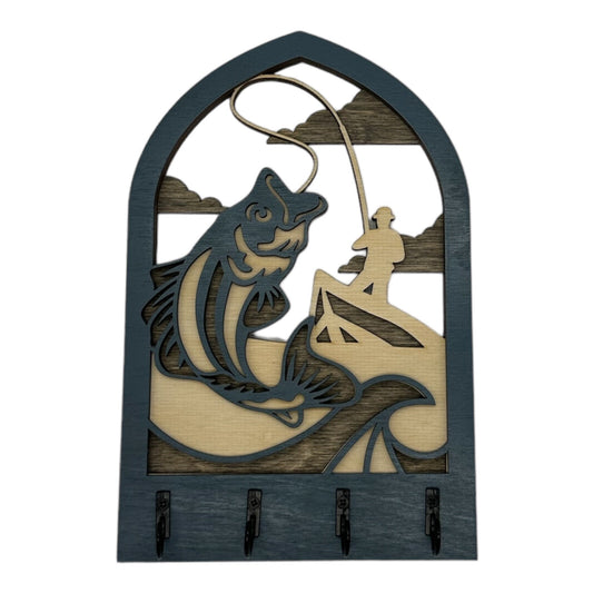 Fishing Four Hook Arch Key Hanger/ Organizer