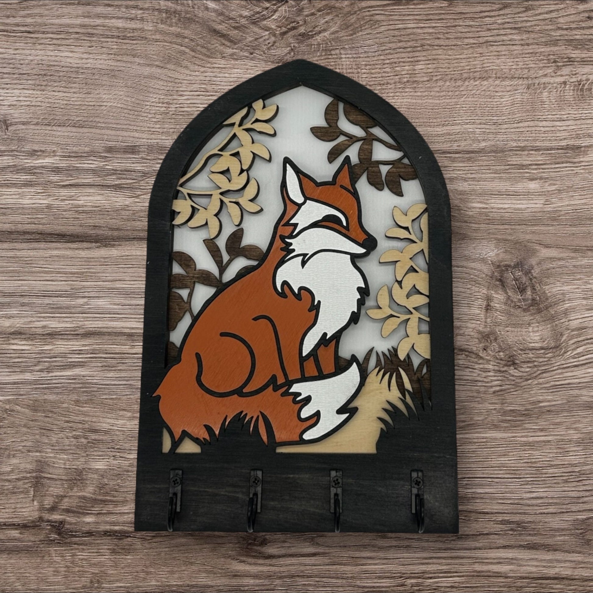 Fox Four Hook Arch Key Hanger/ Organizer