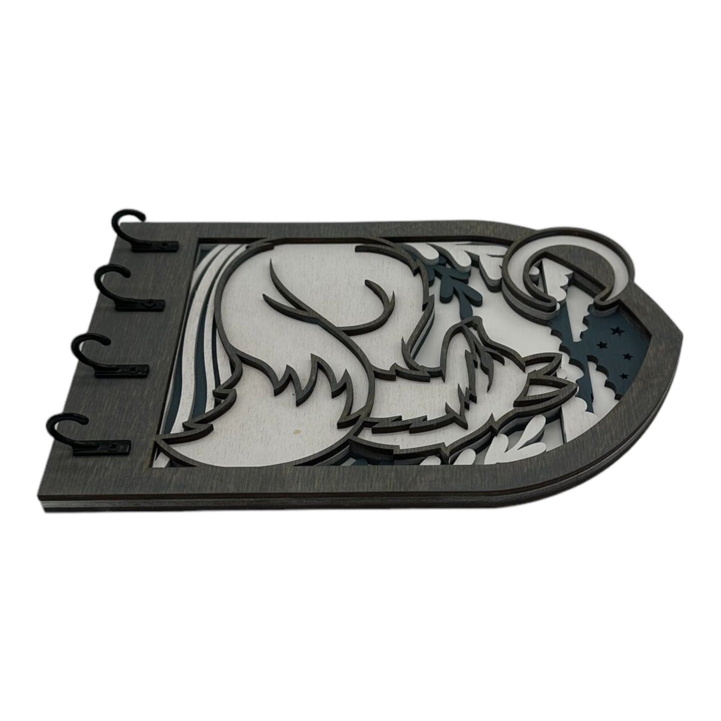 Fox and Moon Four Hook Arch Key Hanger/ Organizer