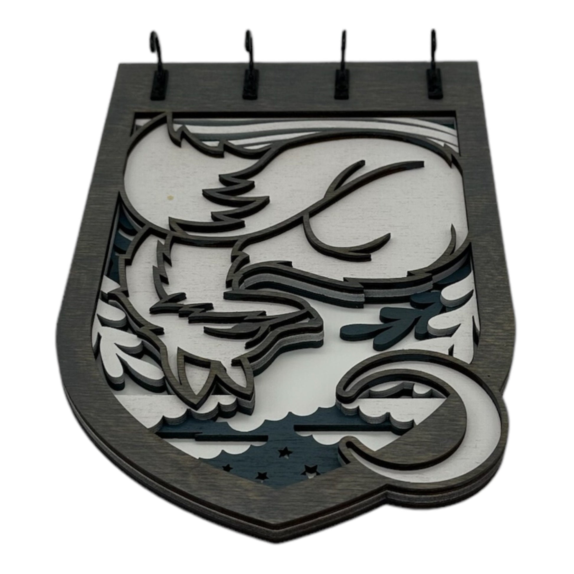 Fox and Moon Four Hook Arch Key Hanger/ Organizer