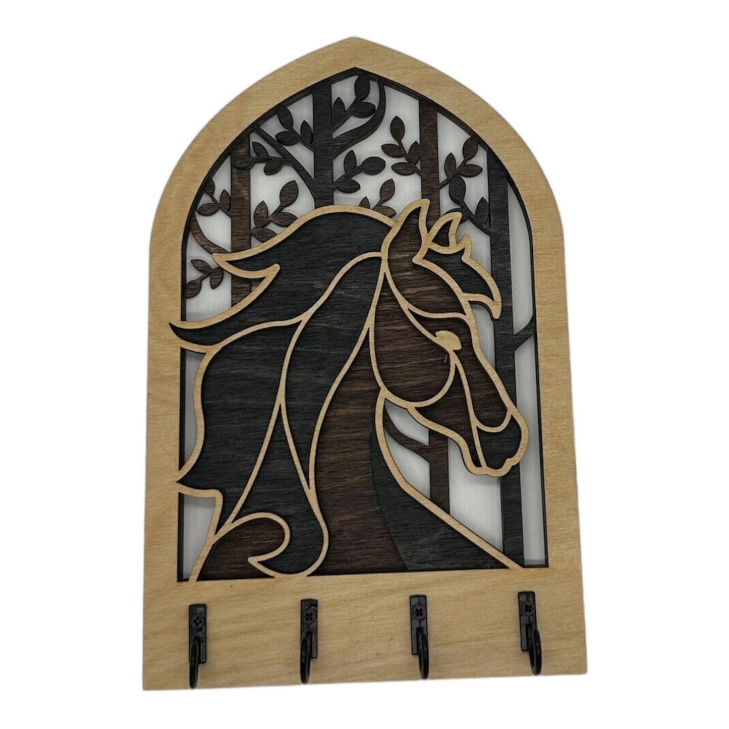 Horse Four Hook Arch Key Hanger/ Organizer