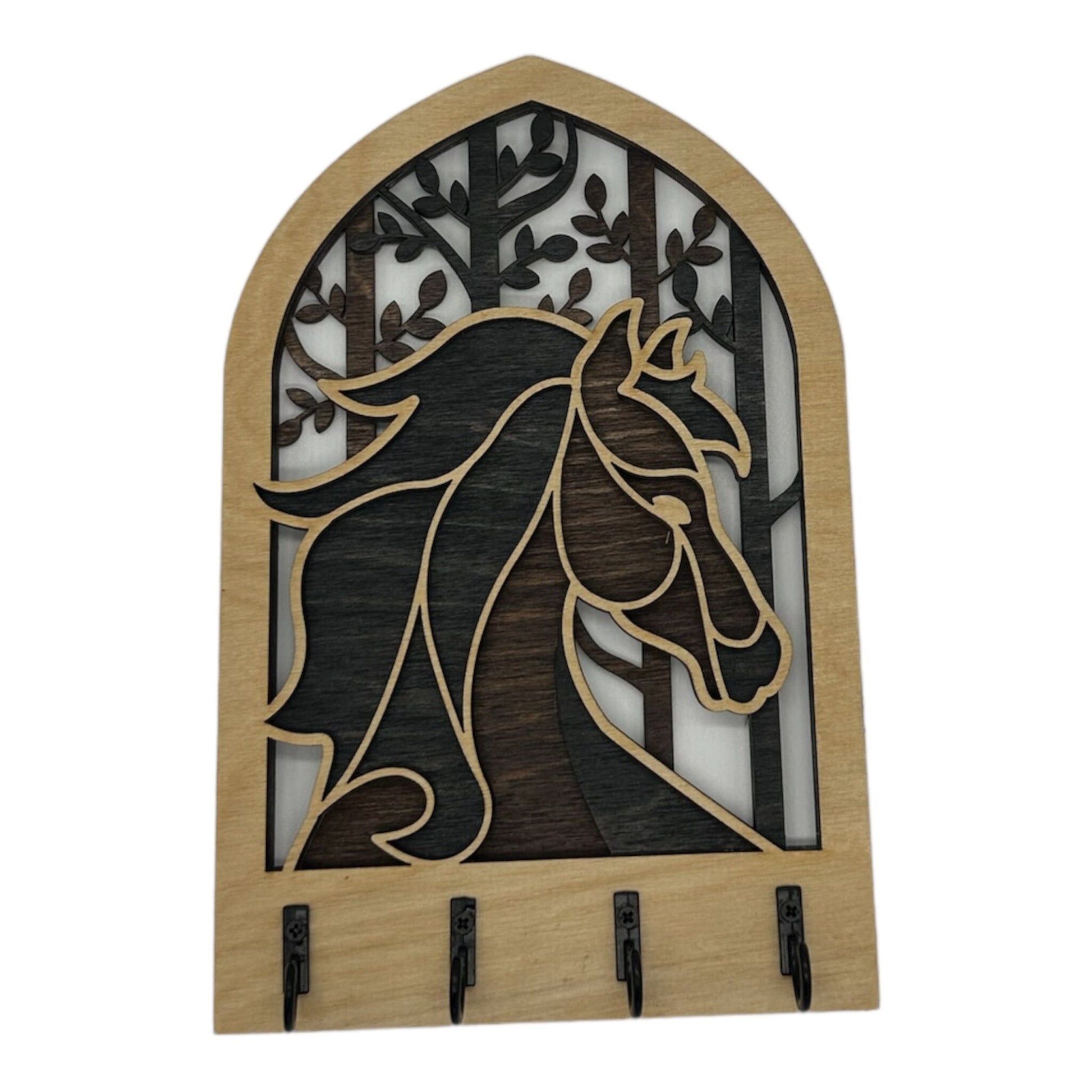 Horse Four Hook Arch Key Hanger/ Organizer