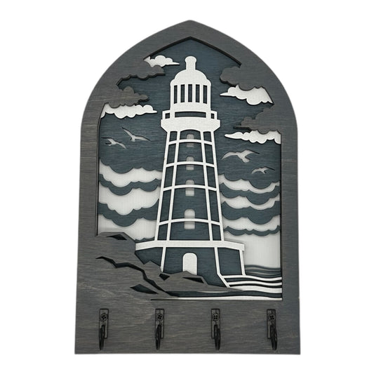 Lighthouse Four Hook Arch Key Hanger/ Organizer