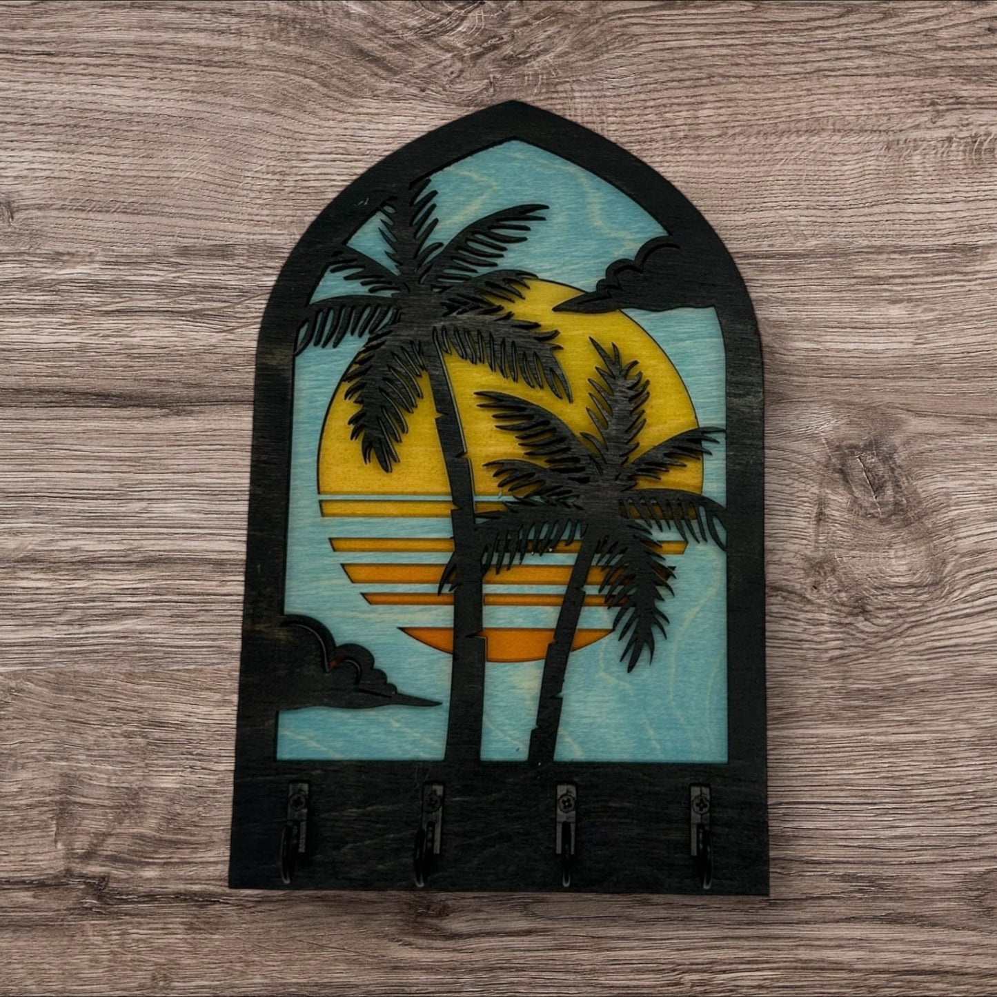 Palm Tree Four Hook Arch Key Hanger/ Organizer