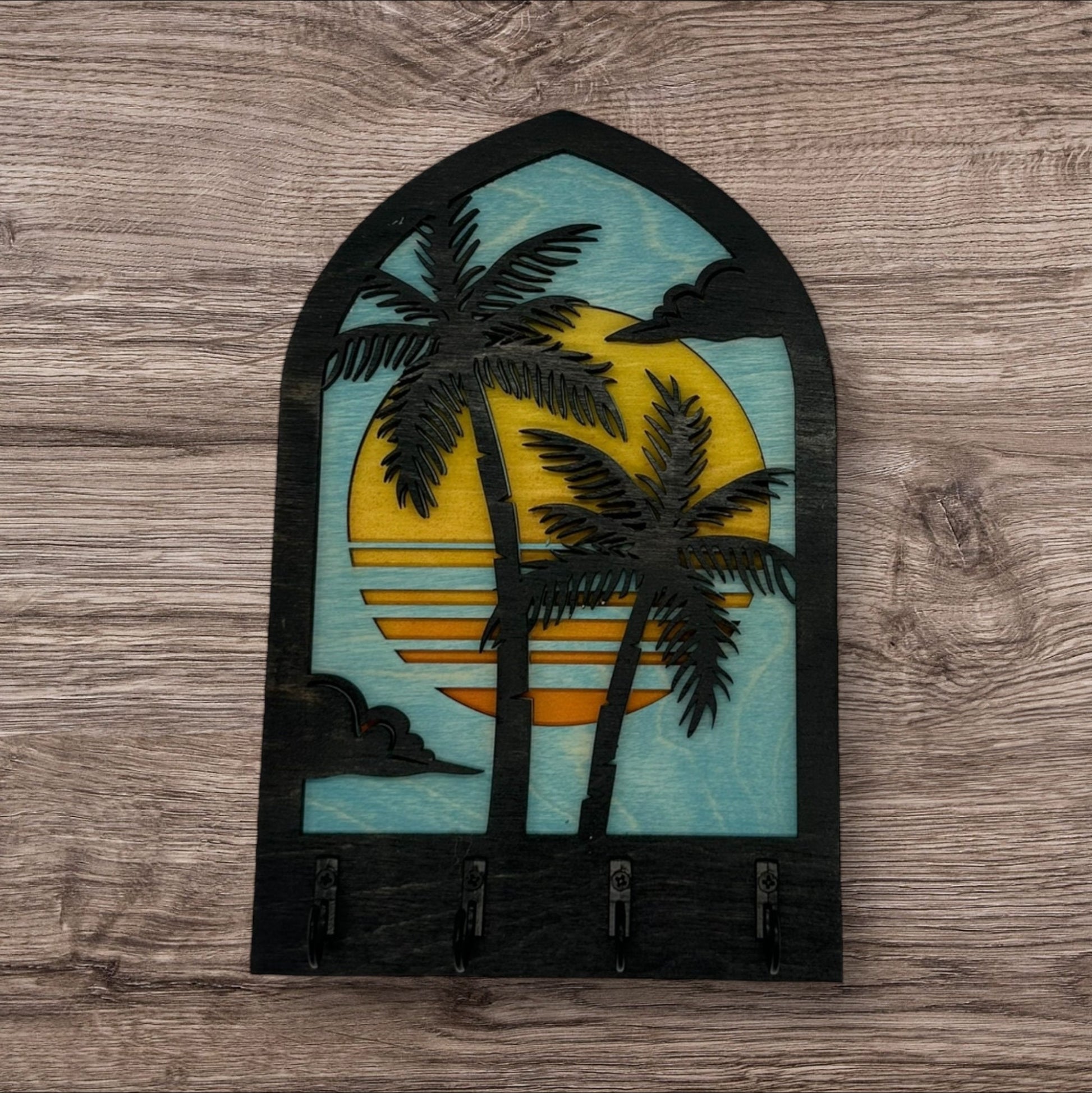 Palm Tree Four Hook Arch Key Hanger/ Organizer