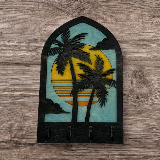 Palm Tree Four Hook Arch Key Hanger/ Organizer