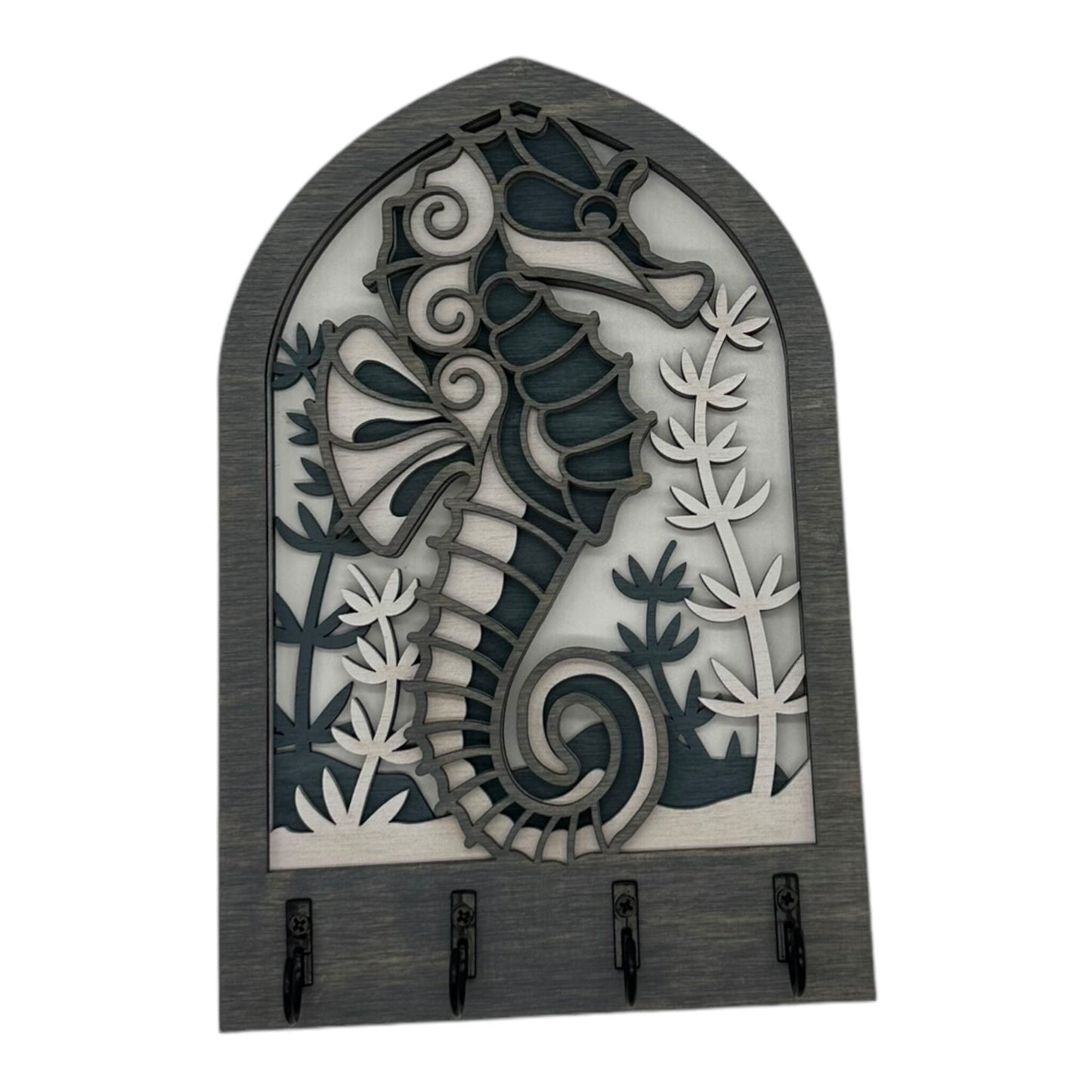 Seahorse Four Hook Arch Key Hanger/ Organizer