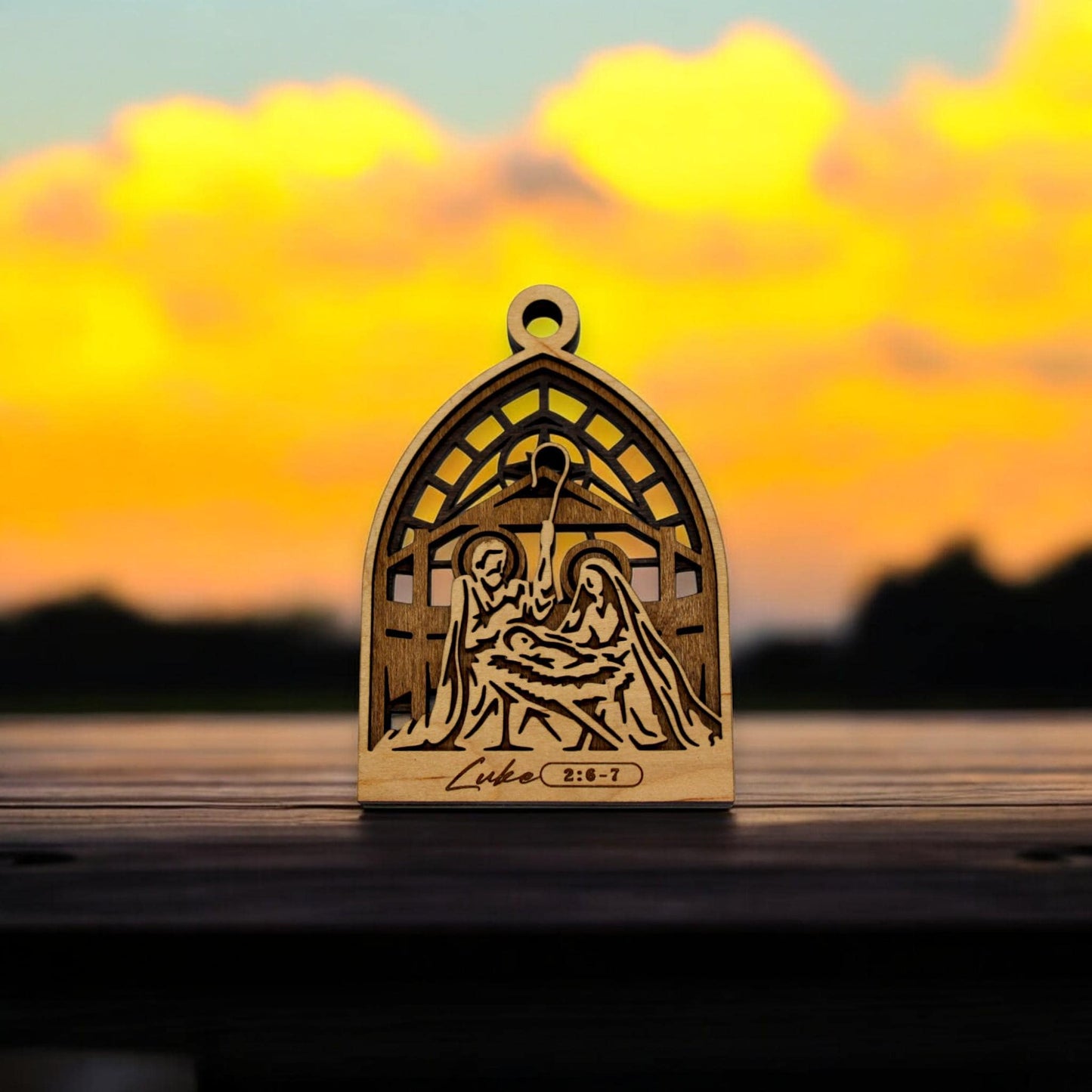 Wooden Religious Biblical Story of Christmas Ornaments