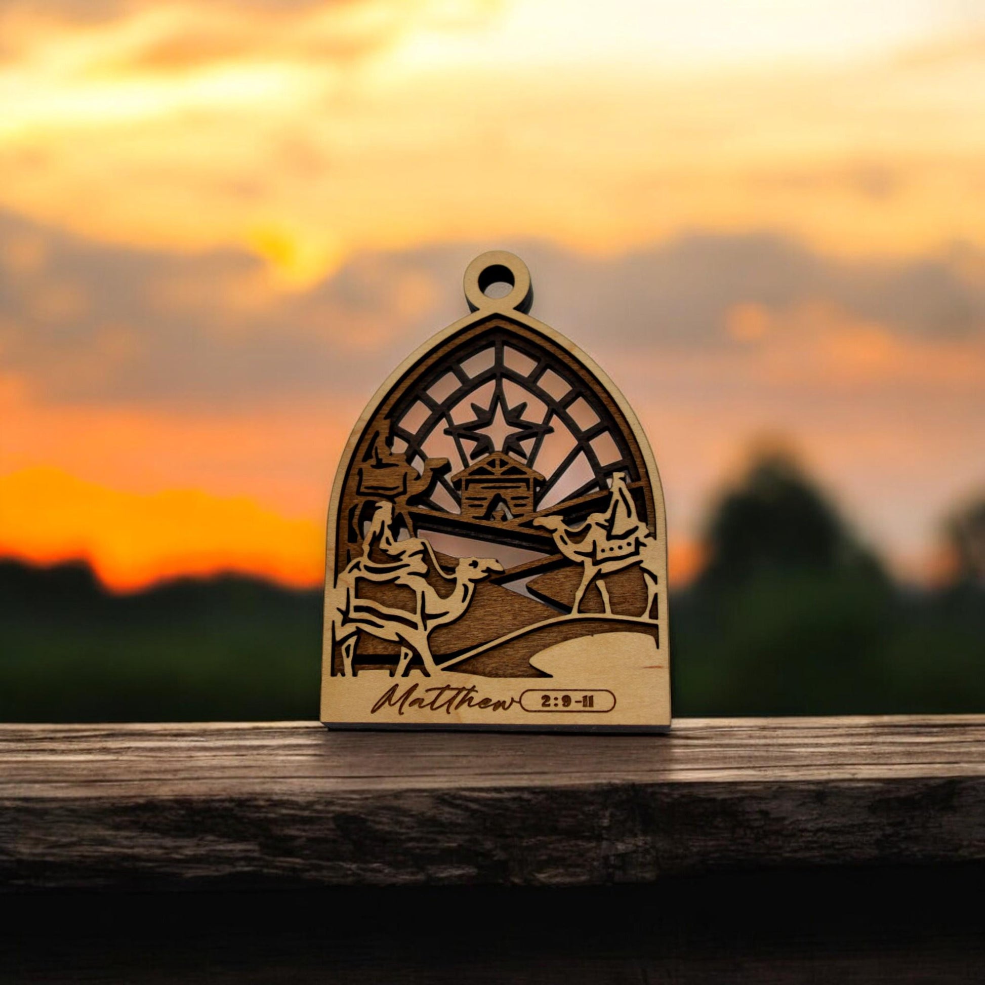 Wooden Religious Biblical Story of Christmas Ornaments