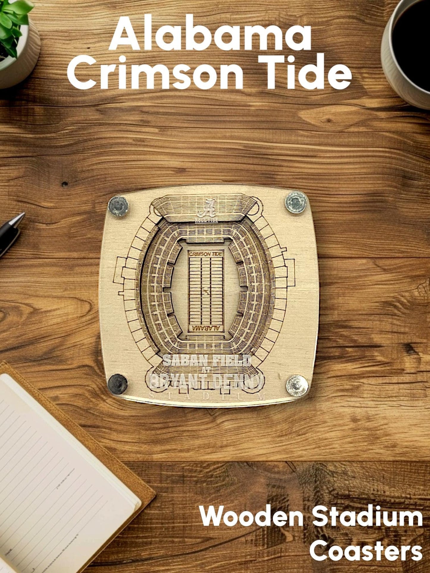 Alabama Crimson Tide Wooden Stadium Coaster