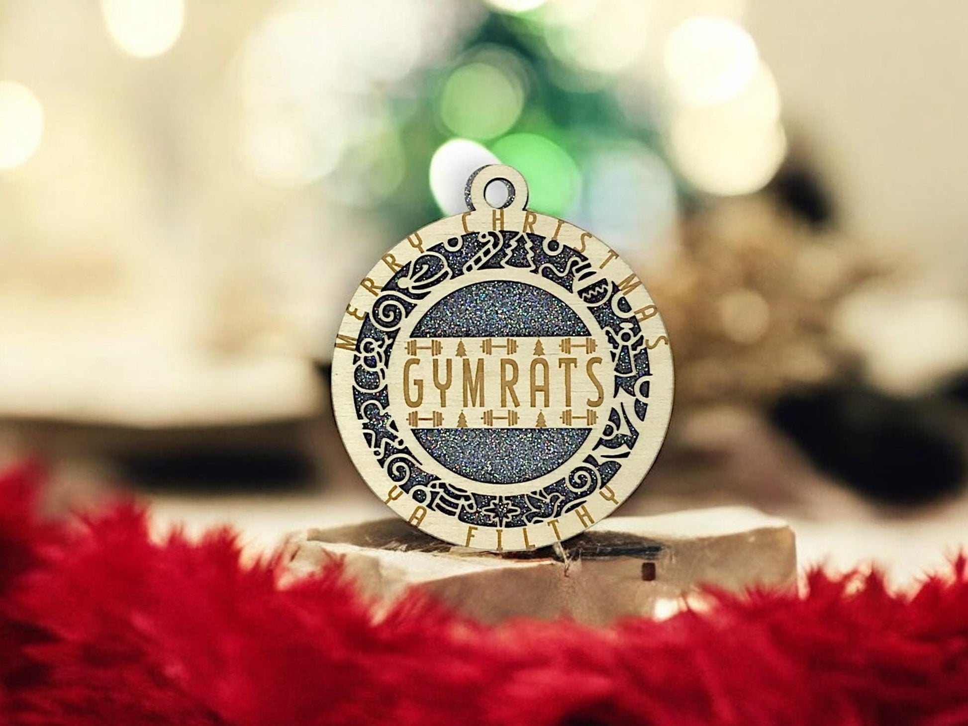 Gym Rat Fitness Wooden Christmas Ornament