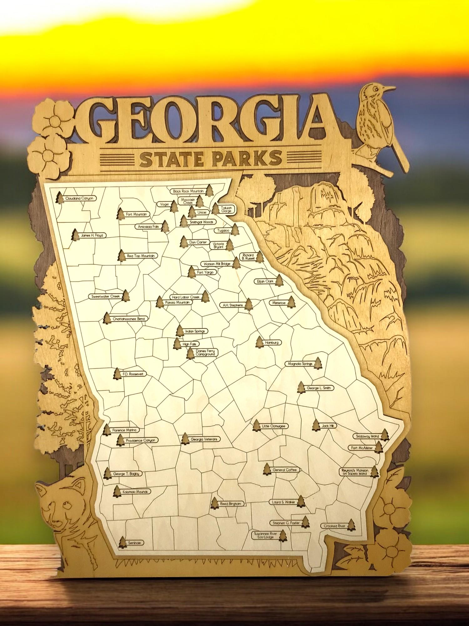 Wooden Georgia State Park Interactive Map 2 Sizes AVAILABLE