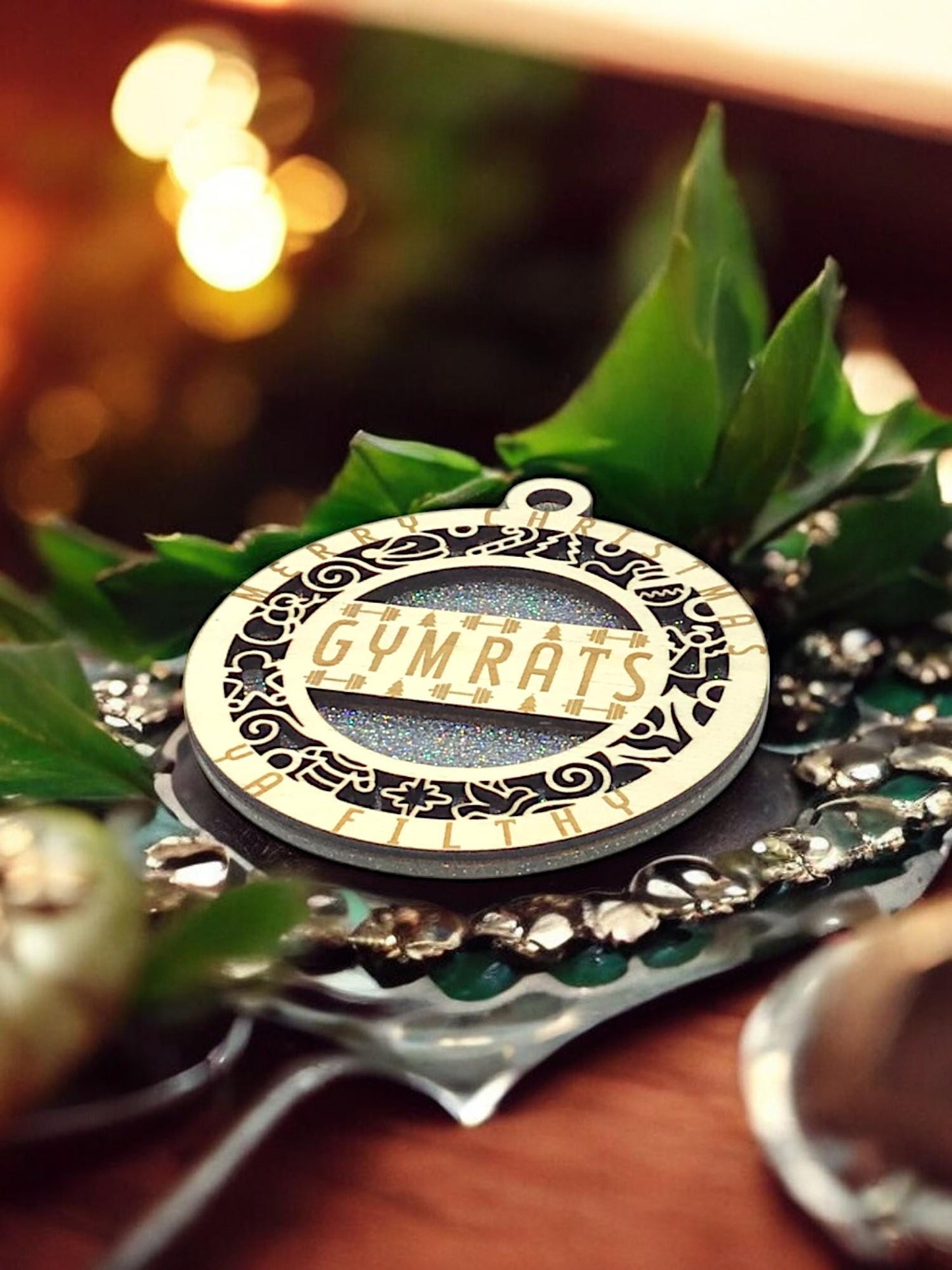 Gym Rat Fitness Wooden Christmas Ornament