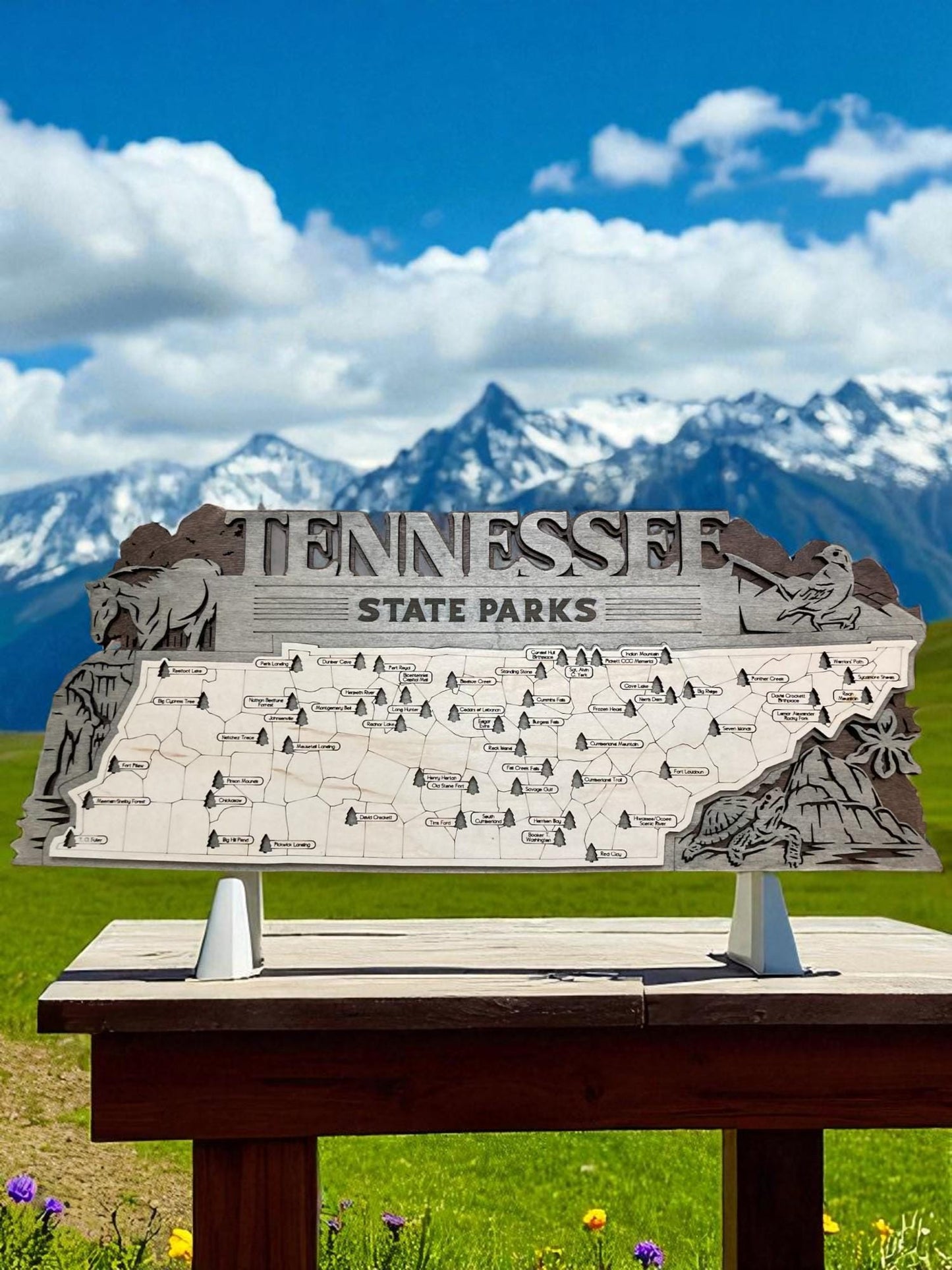 Tennessee State Parks Interactive Wooden Map